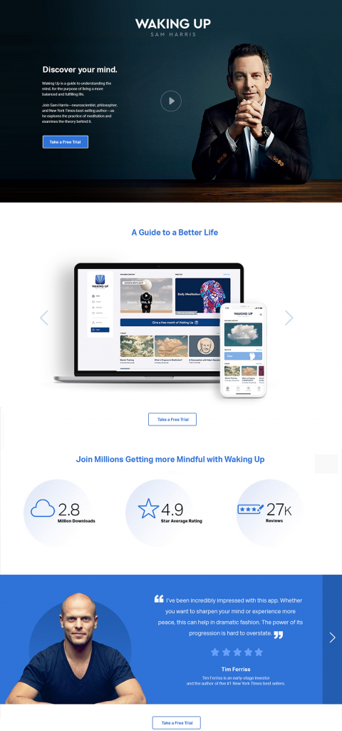 Waking Up: Landing Page
