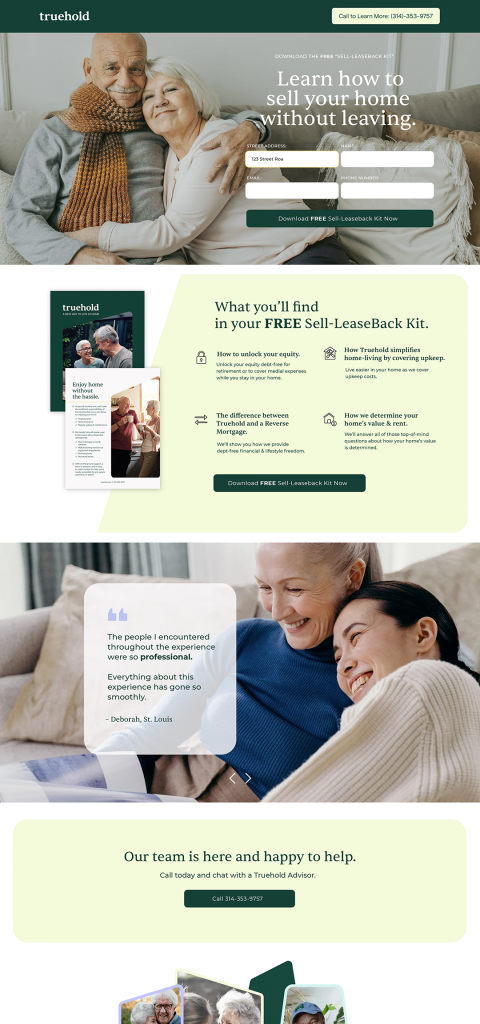 Truehold: Landing Page