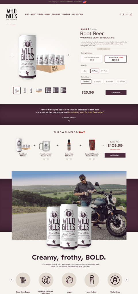 Wild Bill's Soda: Landing Page